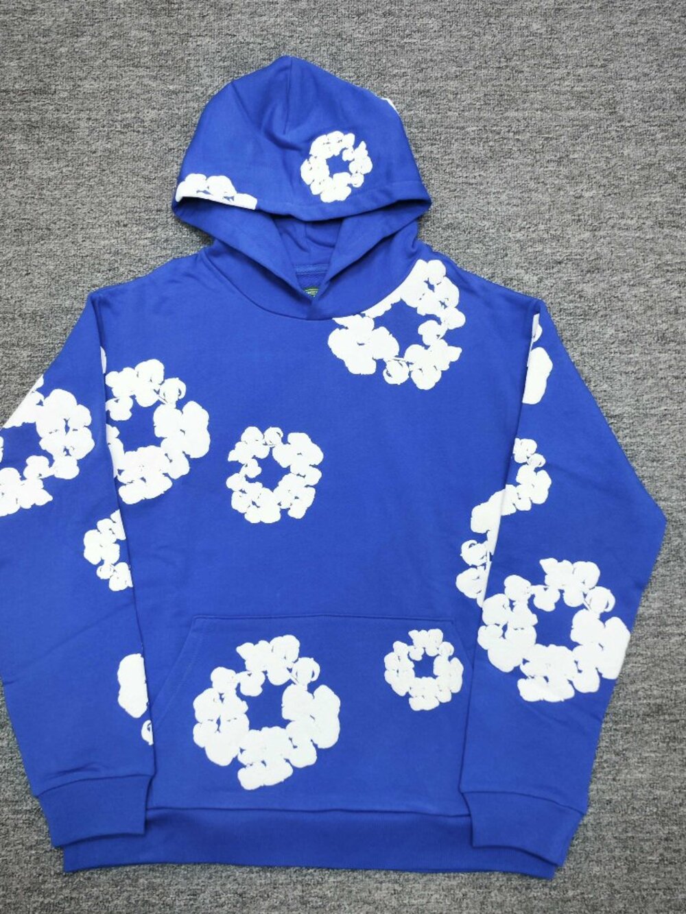 🌸 Denim Tears Cotton Wreath Print Blue Hoodie